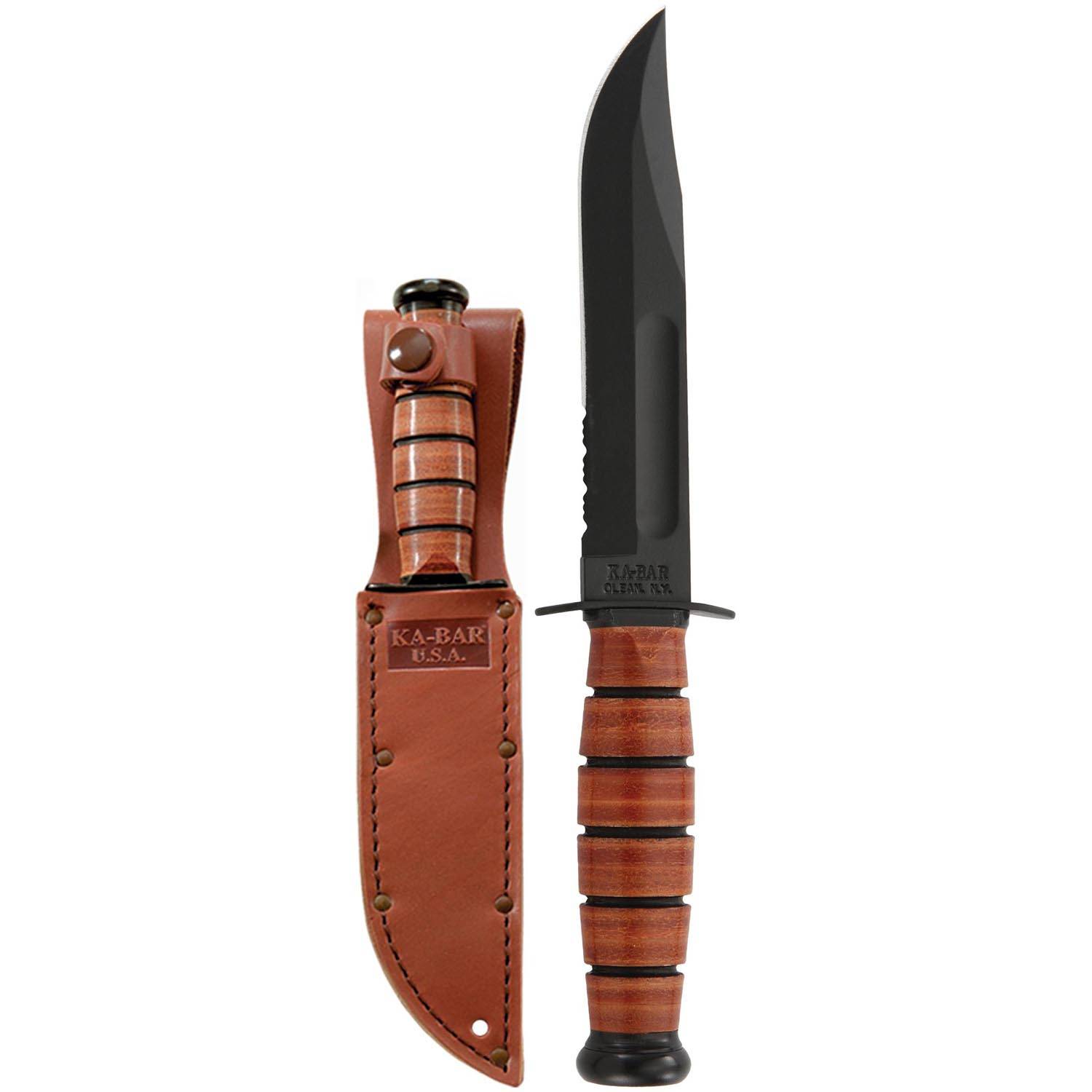 KA-BAR Single Mark Short Fighting/Utility Knife, Serrated