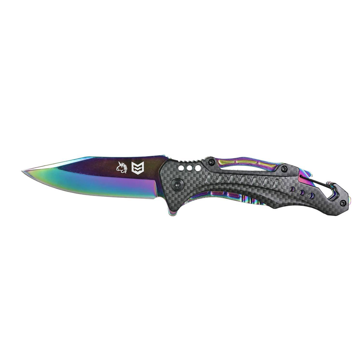 Mission Made Tactical Unicorn Knife, Carbon Fiber & Rainbow