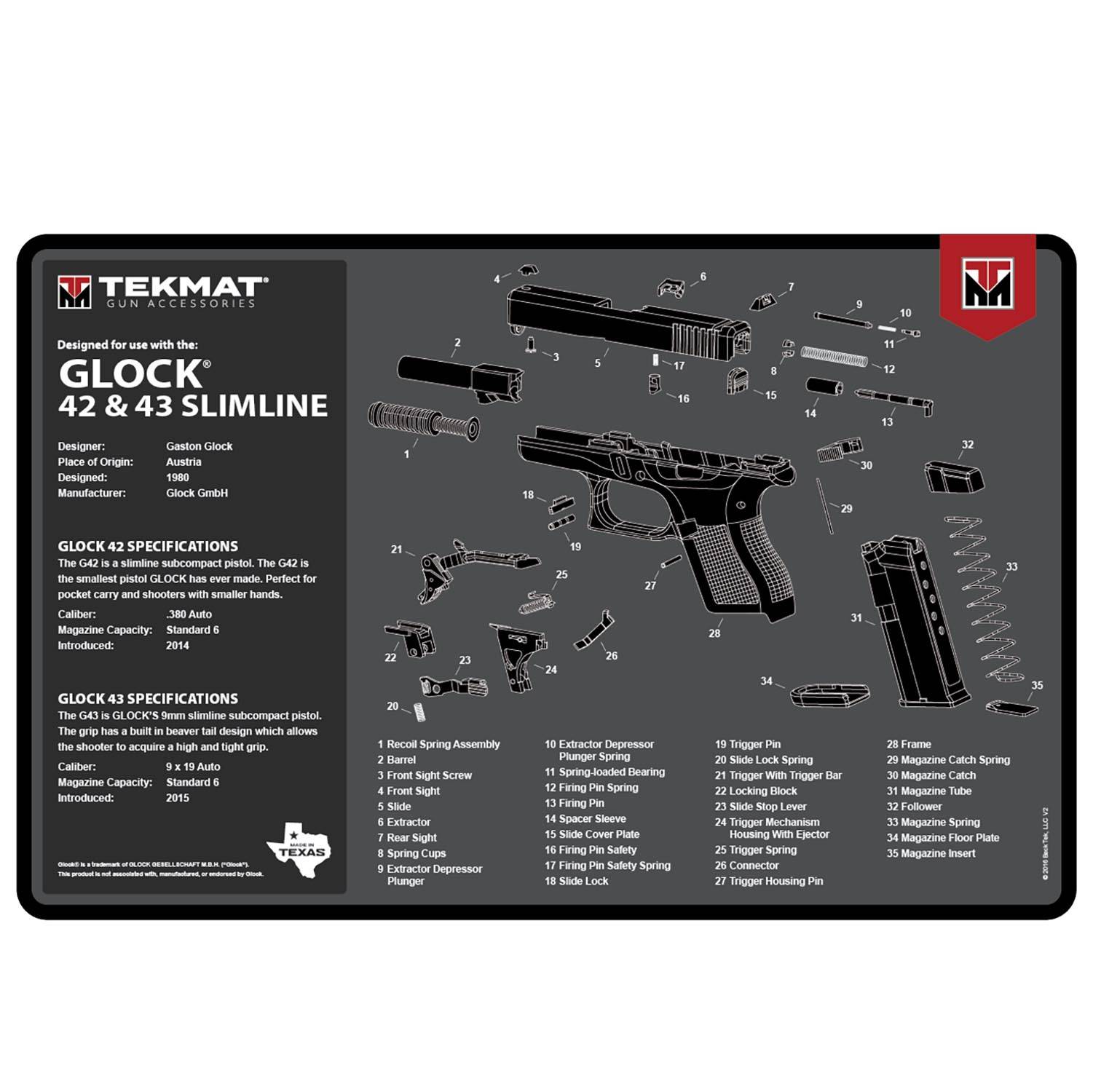 TekMat Glock 42/43 Gun Cleaning Mat