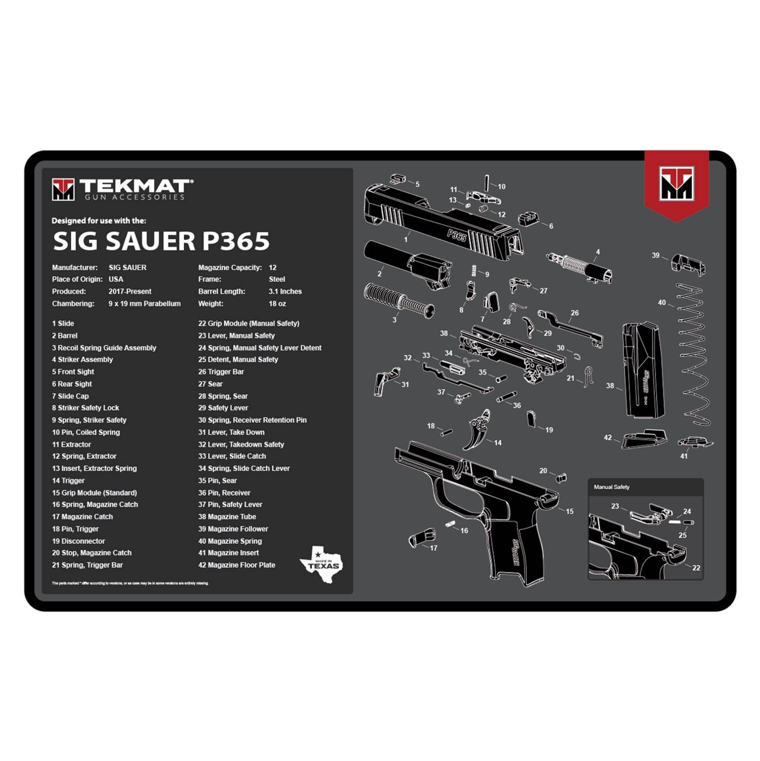 TekMat Sig Sauer P365 Gun Cleaning Mat 17"