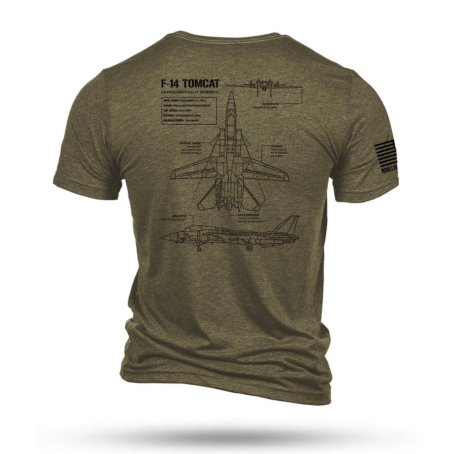 NINE LINE MEN'S F-14 TOMCAT SCHEMATIC T-SHIRT